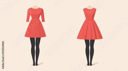 Elegant Vector Illustration of Woman Mannequin in Stylish Skirt