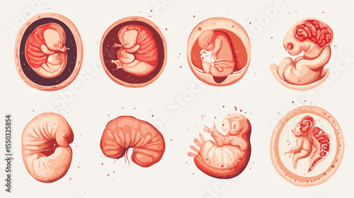 Embryo Development Second Month Flat Vector Illustration