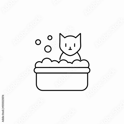 cat bathing bubbles icon sign vector