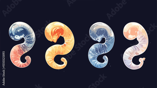 Embryonic Development Months Phases Flat Vector Illustration