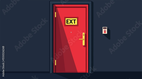 Emergency Exit Signal for Fire Flat Vector Illustration