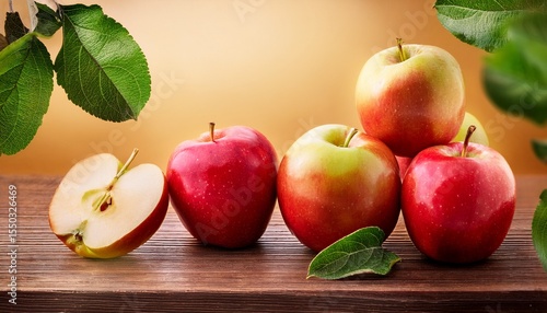 Wallpaper Mural apple festival fresh and sweet apples with branches on wooden background vegetarian and healthy food concept Torontodigital.ca