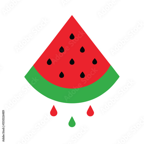 Watermelon slice with juicy drops flowing Vector illustration