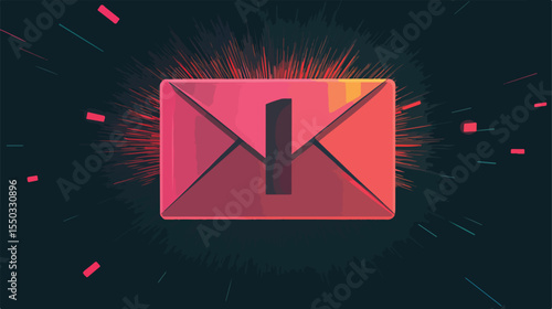 Envelope with Number One Line and Fill Style