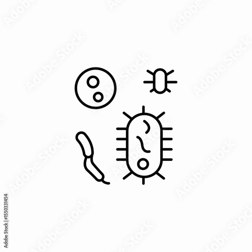 various microbes bacteria icon sign vector