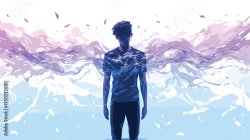 Professional Flat Vector Illustration of a Man with Epilepsy Shaking
