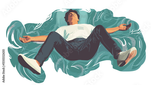 Epilepsy Patient Man Flat Vector Illustration