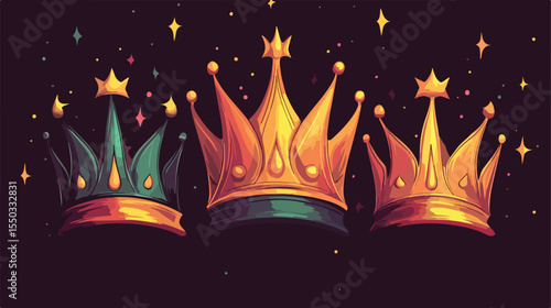 Epiphany Crown of Three Wise Men Vector Illustration