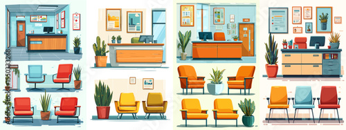 Modern Office Interior Designs Featuring Reception Areas and Seating