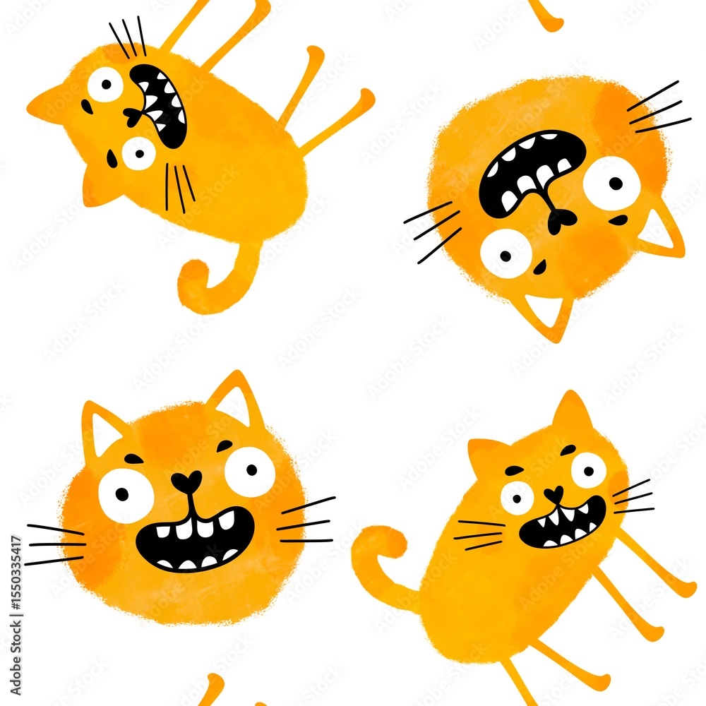 Fototapeta premium Halloween animals seamless cats pattern for wrapping paper