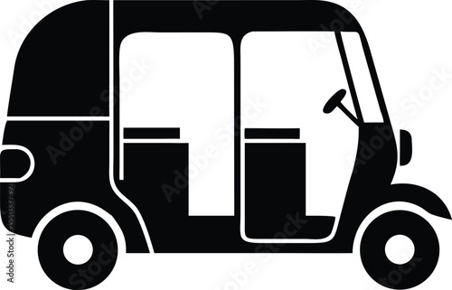 three wheel auto motor rickshaw icon silhouette