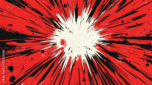 Vibrant Red Explosion with Thunderbolts Pop Art Style