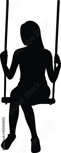 womam sitting on swing silhouette