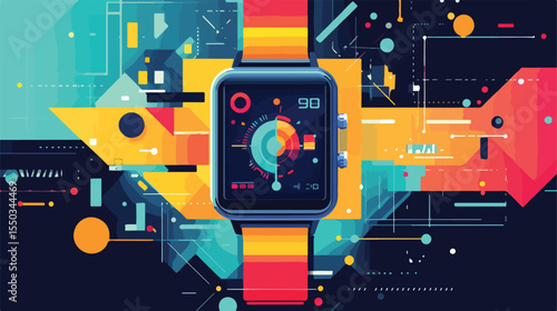 Fashion Technology Smart Watch Flat Vector Illustration