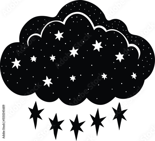 Silhouette of Cloud with Stars