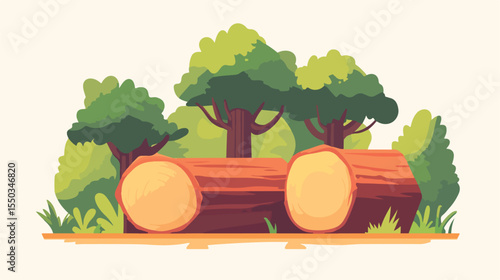 Flat Vector Illustration of Felled Trees Icon