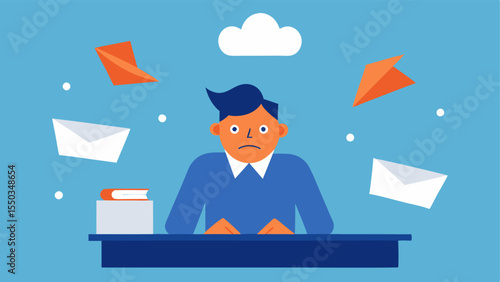 Breakdown Moment The illustration shows a character seated at a desk having just thrown papers into the air in frustration. Their expression is one of pure strain with furrowed