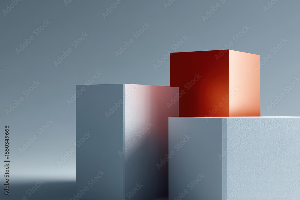 Fototapeta premium minimalist studio photograph featuring abstract geometric shapes in cool tones