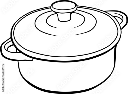 casserole dish line vector illustration isolated on white background