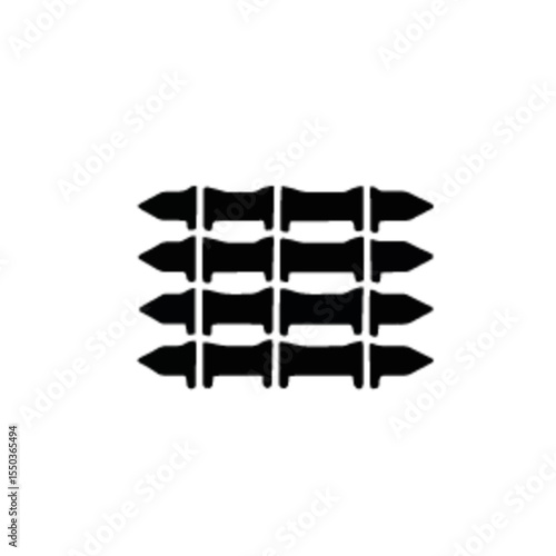 Black barbed wire fence in various shapes
