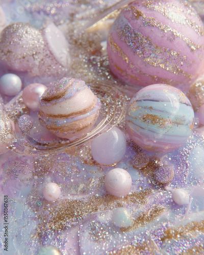 Curved View of Decorative Treats Inspired by Cosmic Elements  
