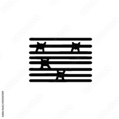 Black barbed wire fence in various shapes