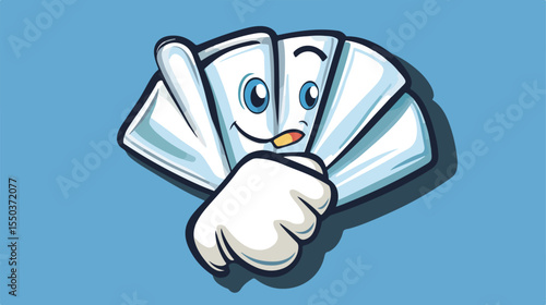 Cheerful Finger with the Fan Character Cartoon Mascot Illustration