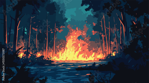 Fire in the Forest Flames Global Warming