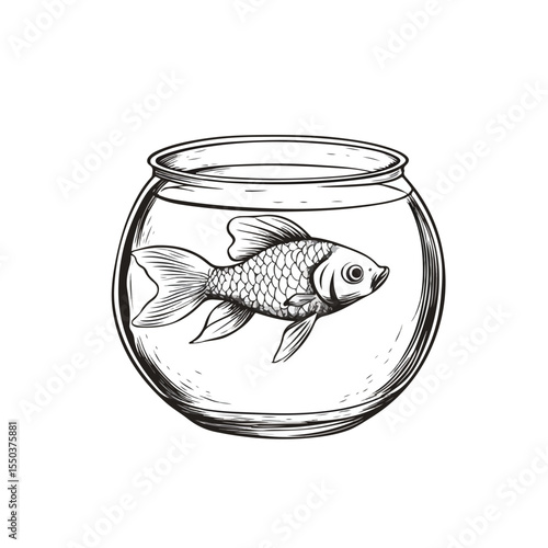 Colorful Fish Bowl Cartoon Vector Illustration