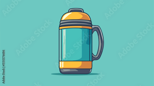 Fishing Thermos Bottle Cartoon Flat Vector Icon