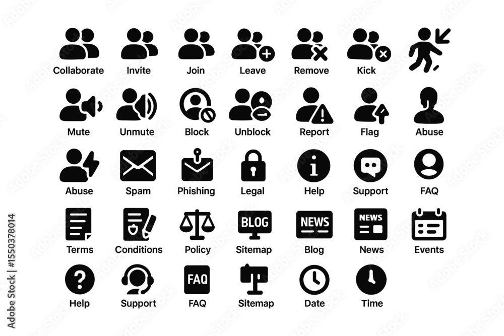User Interface Icons Collaboration, Communication, and Community Management Icons for Web and App Design User Interface Icons Collaboration, Communication, and Community Management Icons for Web and App Design