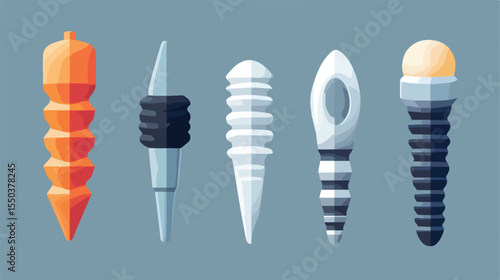 Professional Prosthetics Implants Icons Flat Vector Illustration