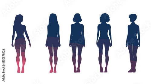 Silhouette Avatar Figures Flat Vector Illustration
