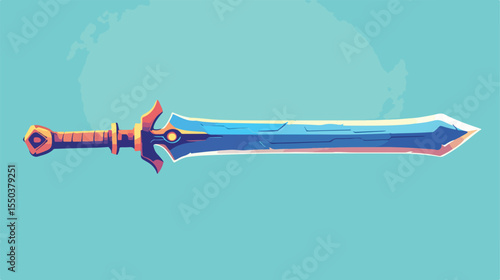 Sharp Metal Battle Sword on Wood Background