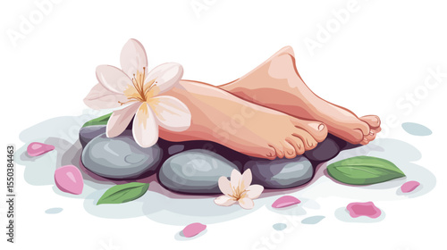 Barefoot Icon on White Background, Spa Center Concept