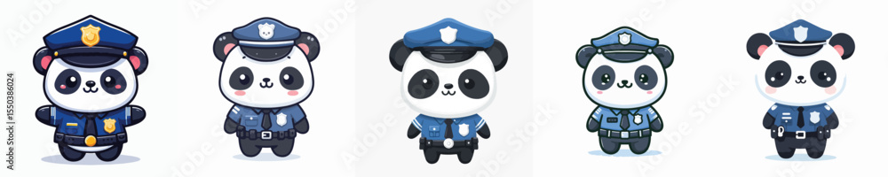 panda character vector in police costume panda character vector in police costume