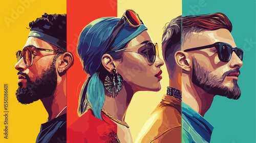 Diverse Persons Flat Vector Illustration Portraits