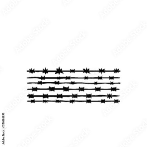 Black barbed wire fence in various shapes