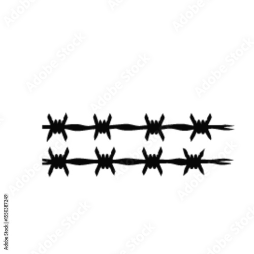 Black barbed wire fence in various shapes