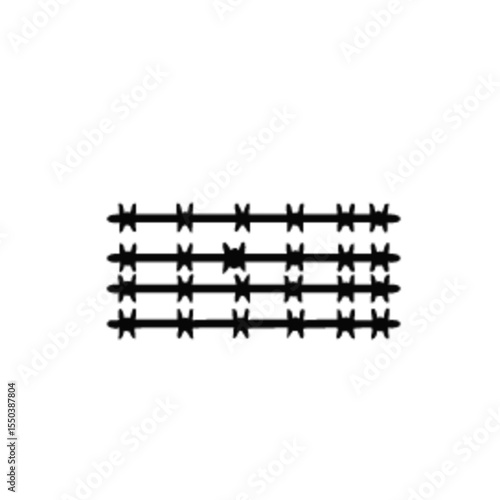 Black barbed wire fence in various shapes