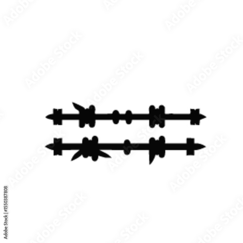 Black barbed wire fence in various shapes