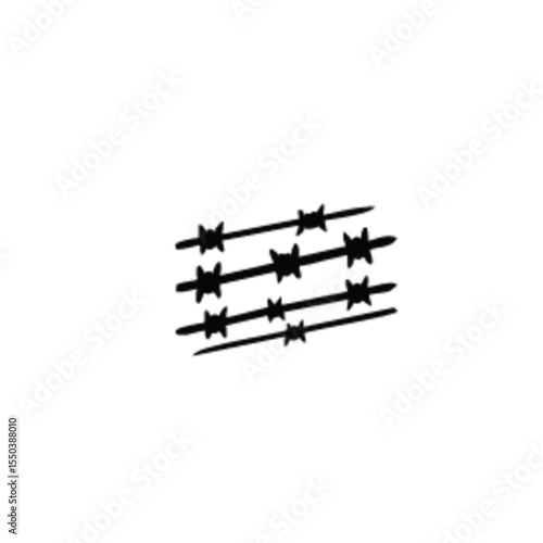 Black barbed wire fence in various shapes