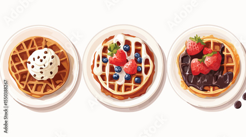 Delicious Vector Illustration of Waffles and Pancakes for Breakfast Menu Design