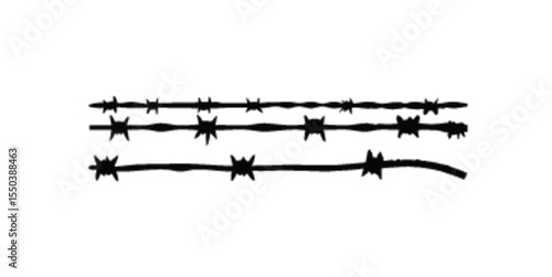 Black barbed wire fence in various shapes