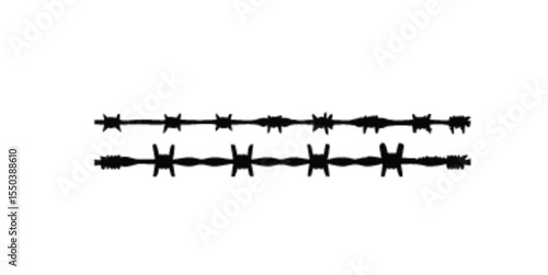 Black barbed wire fence in various shapes