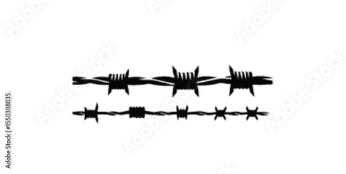 Black barbed wire fence in various shapes