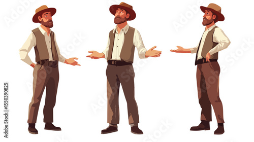 French Man Speaking Flat Vector Illustration