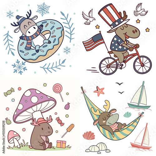 High-Quality mooses Illustrations in Various Styles – SVG Bundle