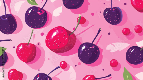 Vibrant Fresh Cherry Fruit Flat Vector Illustration