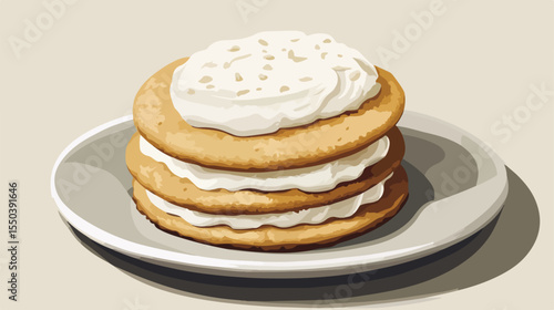 Delicious Cream-filled Cookie with Fresh Ingredients in Flat Vector Illustration